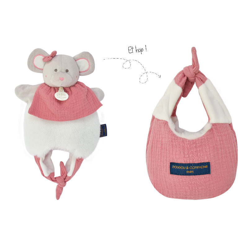  - les petits fûtés - handpuppet pink mouse 30 cm 